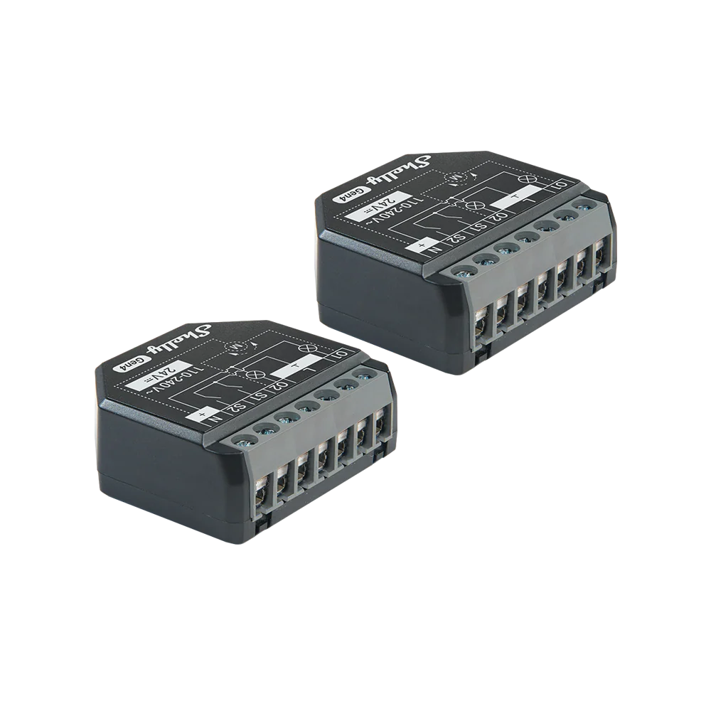 packet 2 relee inteligente shelly 2pm gen4, 2 canale, 2x10a, monitorizare consum, multiprotocol (wifi, bluetooth, matter, zigbee